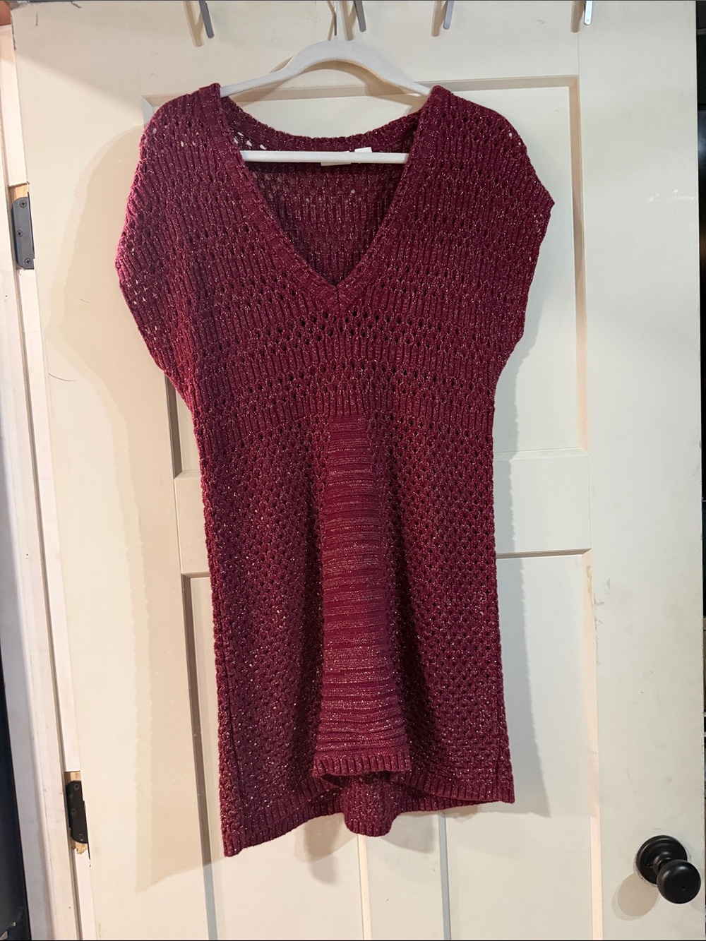 Cato Wine Red V-Neck Knit Dress
